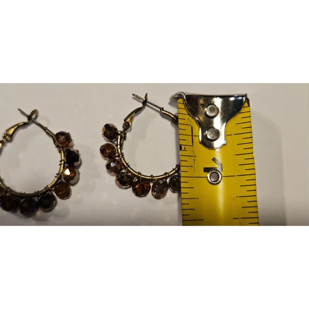 Vintage‎ Necklace Pendant Large Gothic Multicolor & Amber Beaded Hoop Earrings